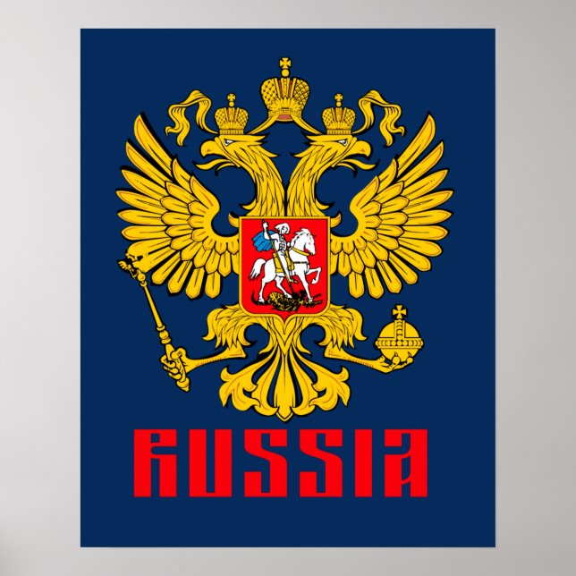 Poster Rússia Bandeira Imperial Águia Russa Ortodoxa Russ (Frente)