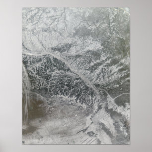 Poster Rússia central nevado e obscura que mostra o Ob R