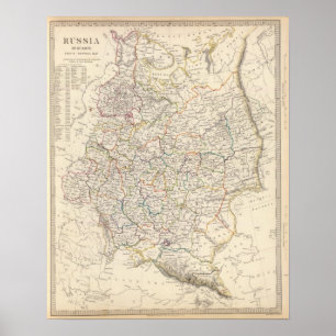 Pôster Rússia no mapa geral de Europa