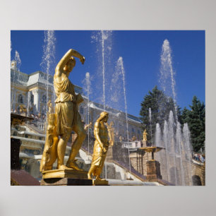 Pôster Rússia, Ruas. Petersburgo, estátuas de Ouro na