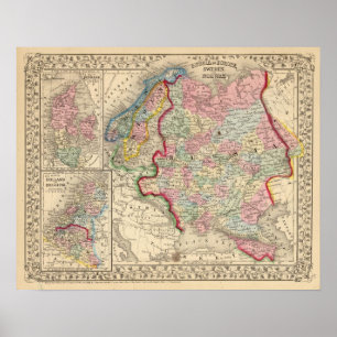 Poster Rússia, Suecia, Mapa da Noruega por Mitchell
