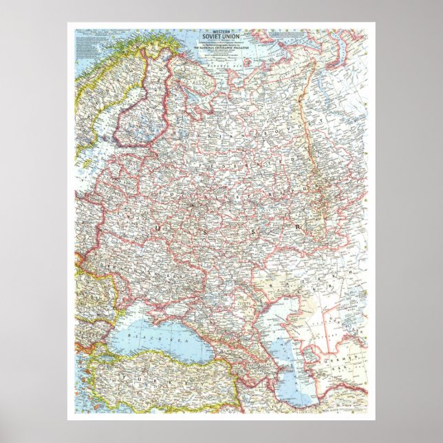 Poster "Rússia (União Soviética Ocidental): MAPA Detalhad (Frente)