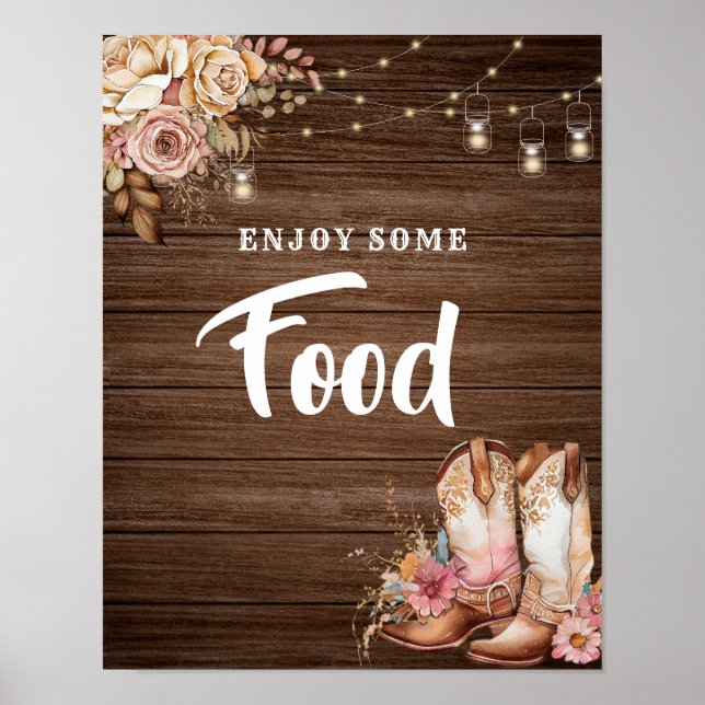 Poster Russo Country Boots Cowgirl Sinal de Comida de Ani (Frente)