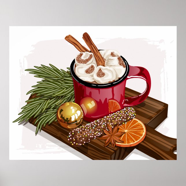 Poster Russo Cozy Quente Cacau Mogado Márshmallow Xmas Be (Frente)