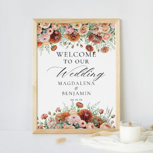 Poster Rust Dahlia Flores Sage Fall Calliografia Bem-vind