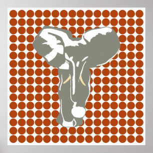 Pôster Rust Safari Dot com Elefante de Arte Pop