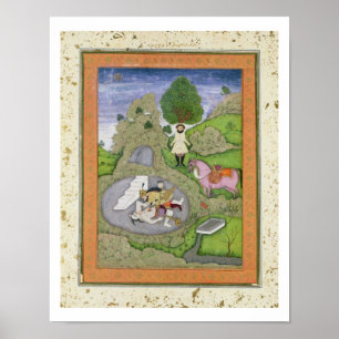 Poster Rustam matando o Demônio Branco, ilustração de