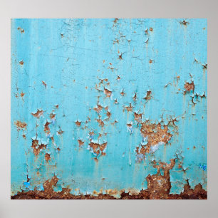 Poster Rusted Blue Metal: Muro Texturizado.
