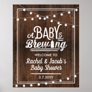 Poster Rustic A Baby está criando sinal de Chá de fraldas