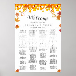Poster Rustic Autumn Leaves Wedding Seating Chart