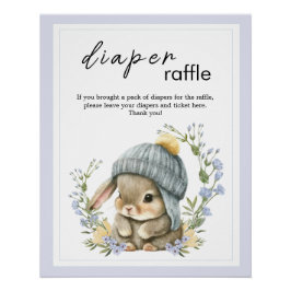 Pôster Rustic Baby Animal Baby Shower Bunny Diaper Raffle
