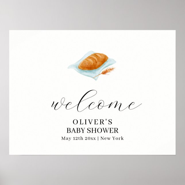 Poster Rustic Baking Bun No Chá de fraldas Forno Bem-Vind (Frente)