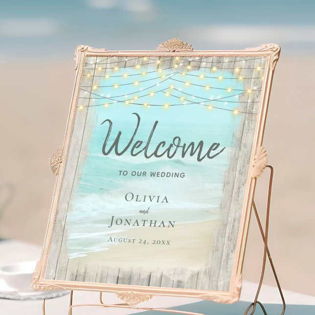 Poster Rustic Beach Ocean Wedding Welcome (Criador carregado)