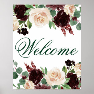 Poster Rustic Blooms Terracotta e Marsala Red Welcome