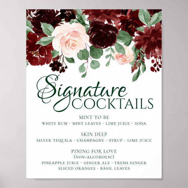 Poster Rustic Blooms | Terracotta Marsala Bebida Signatur (Frente)