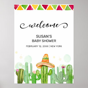 Poster Rustic Boho Fiesta Taco Cactus Chá de fraldas Bem-