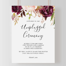 Poster Rustic Boho Floral Unplugged Ceremony Sinal