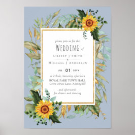 Poster Rustic BOHO Sunflower Casamento Verde