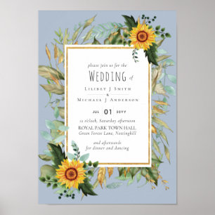 Poster Rustic BOHO Sunflower Casamento Verde