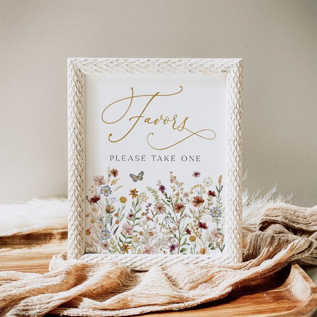 Poster Rustic Boho Wildflower Garden Favorece Sinal de Tr (Criador carregado)