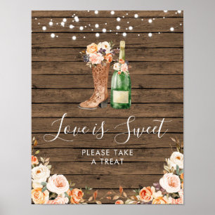 Poster Rustic Boots & Bubble Chá de panela Love é Sweet