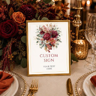 Poster Rustic Burgundy Gold Eucalipto Outono tabela perso