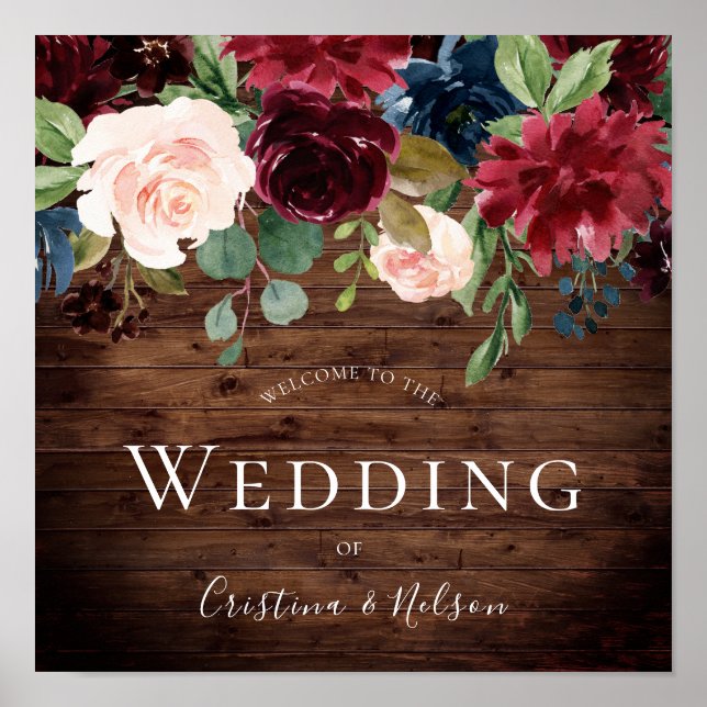 Poster Rustic Burgundy Red Wine - Sinal de boas-vindas (Frente)