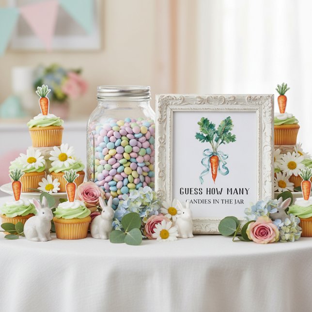 Poster Rustic Carrot Baby Shower “Guess How Many Candies” (Criador carregado)