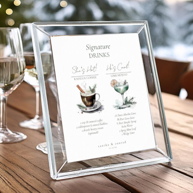 Poster Rustic Casamento no inverno Signature Drinks ID104 (Criador carregado)