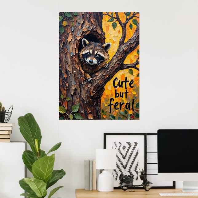 Poster Rustic Charm: Raccoon in the Wilderness (Escritório em casa)