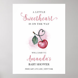 Poster Rustic Cherry Sweetheat Chá de fraldas Bem-vindo