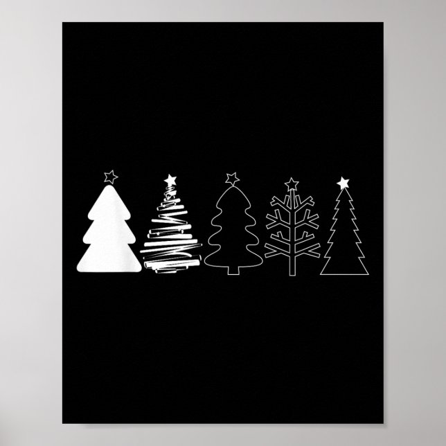 Poster Rustic Christmas Trees Winter Forest Minimalist  (Frente)