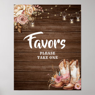 Poster Rustic Country Boots Cowgirl Aniversário Favorece