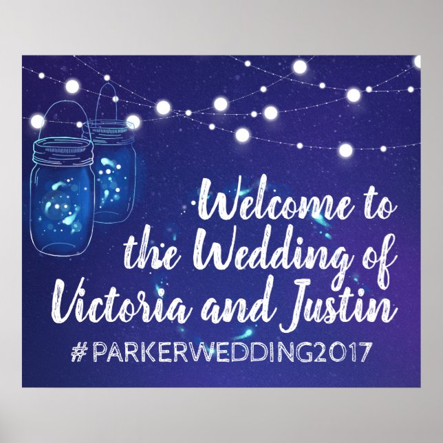 Poster Rustic country ilumina mason jars Wedding WELCOME (Frente)