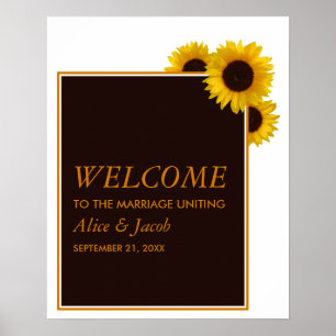 Poster Rustic Country Sunflower - Boas-vindas ao Casament
