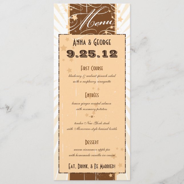 Poster Rustic: Cream & Brown Custom Weding Menu (Frente)