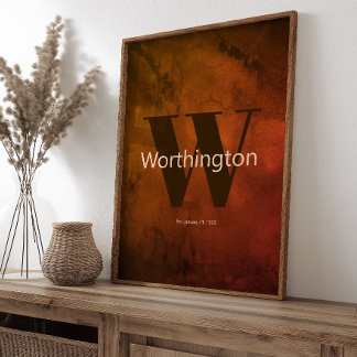 Poster Rustic Custom Last Name Western Farmhouse