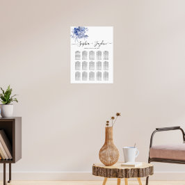 Poster rustic dusty blue roses and other flowers