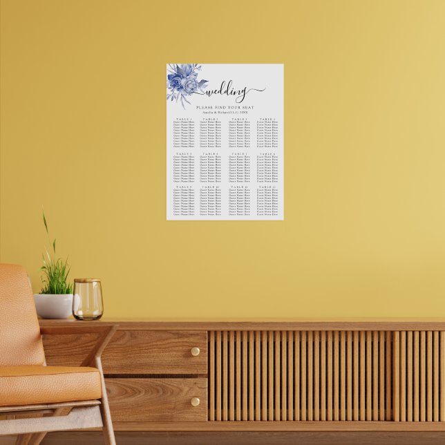 Poster rustic dusty blue roses and other flowers (Sala de Estar 2)