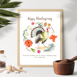Poster Rustic Elegant Turkey - Ação de Graças Botânica