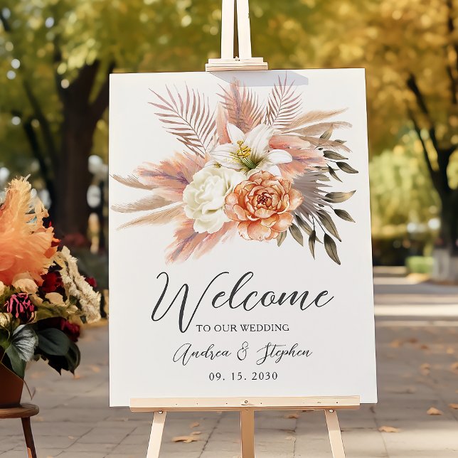 Poster Rustic Fall Boho Floral Weding Welcome (Criador carregado)