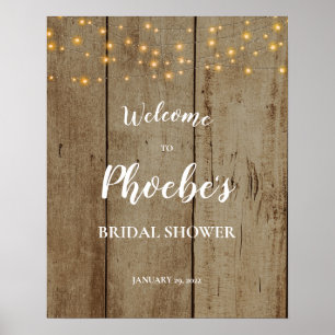 Poster Rustic Faux Wood Bem-Vindo Ao Chá de panela