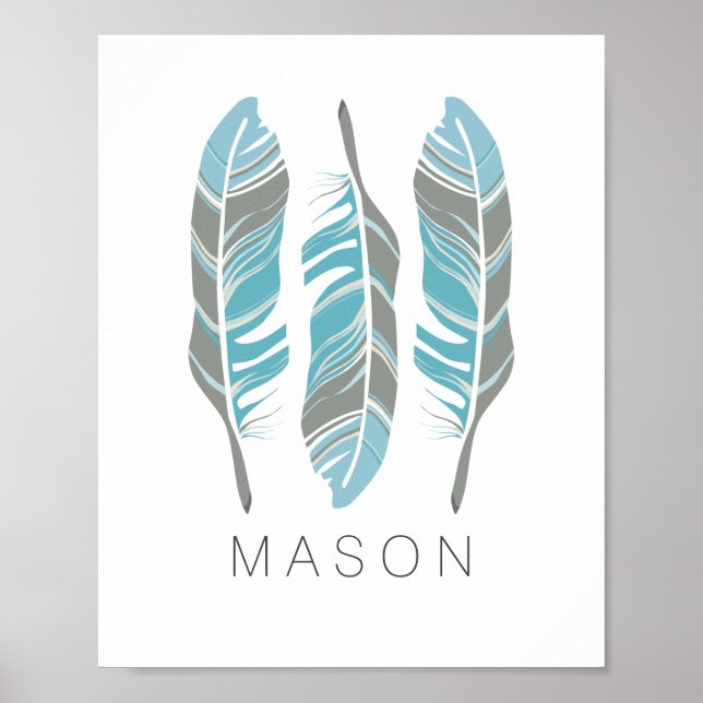 Poster Rustic Feathers Stay Wild Personalized Wall Art (Frente)