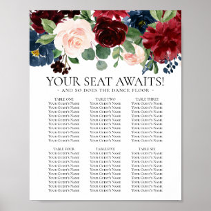 Poster Rustic Floral Atribuição do assento azul-Marin