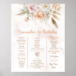 Poster Rustic Floral Boho Maravilhoso Aniversário Milesto