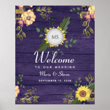 Rustic Floral Purple Weding Welcome