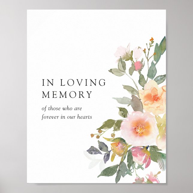 Poster Rustic Floral Spring Wedding In Loving Memory (Frente)