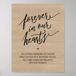 Poster Rustic Forever In Our Heart Memorial Sinal