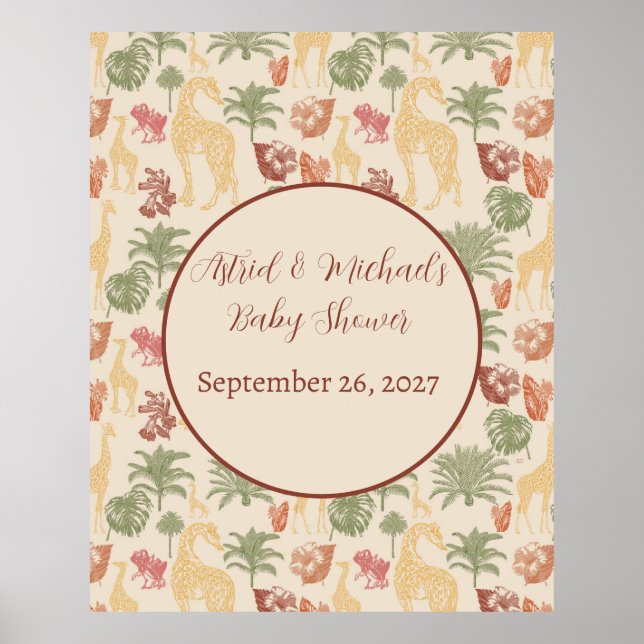 Poster Rustic Giraffe Floral (Frente)