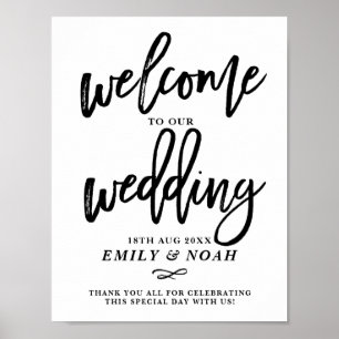 Pôster Rustic Hand Lettering Welcome to Our Weding